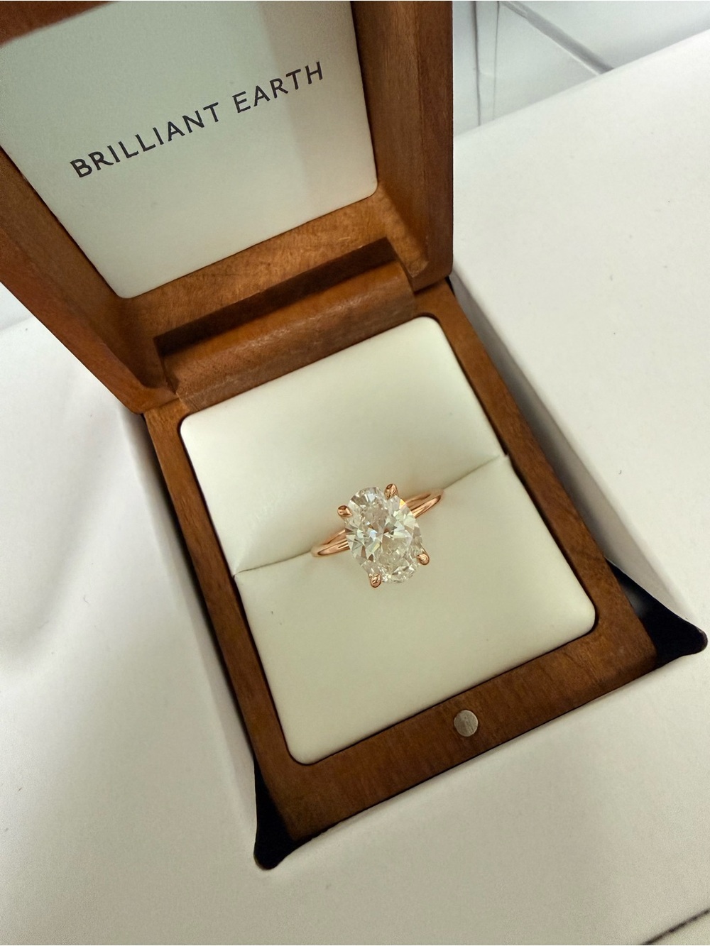 Brilliant Earth Rose Gold Oval lab grown diamond Engagement Ring